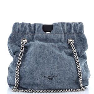 Balenciaga Crush Chain Tote Denim Small Blue